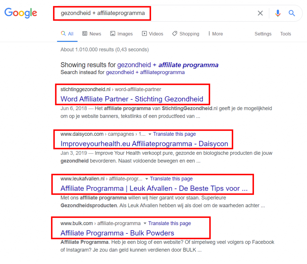 Google-gezondheids-affiliate-programma